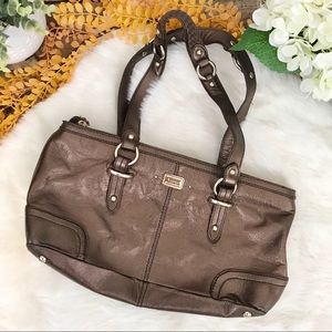 The Sak Metallic Bronze Satchel Handbag Leather
